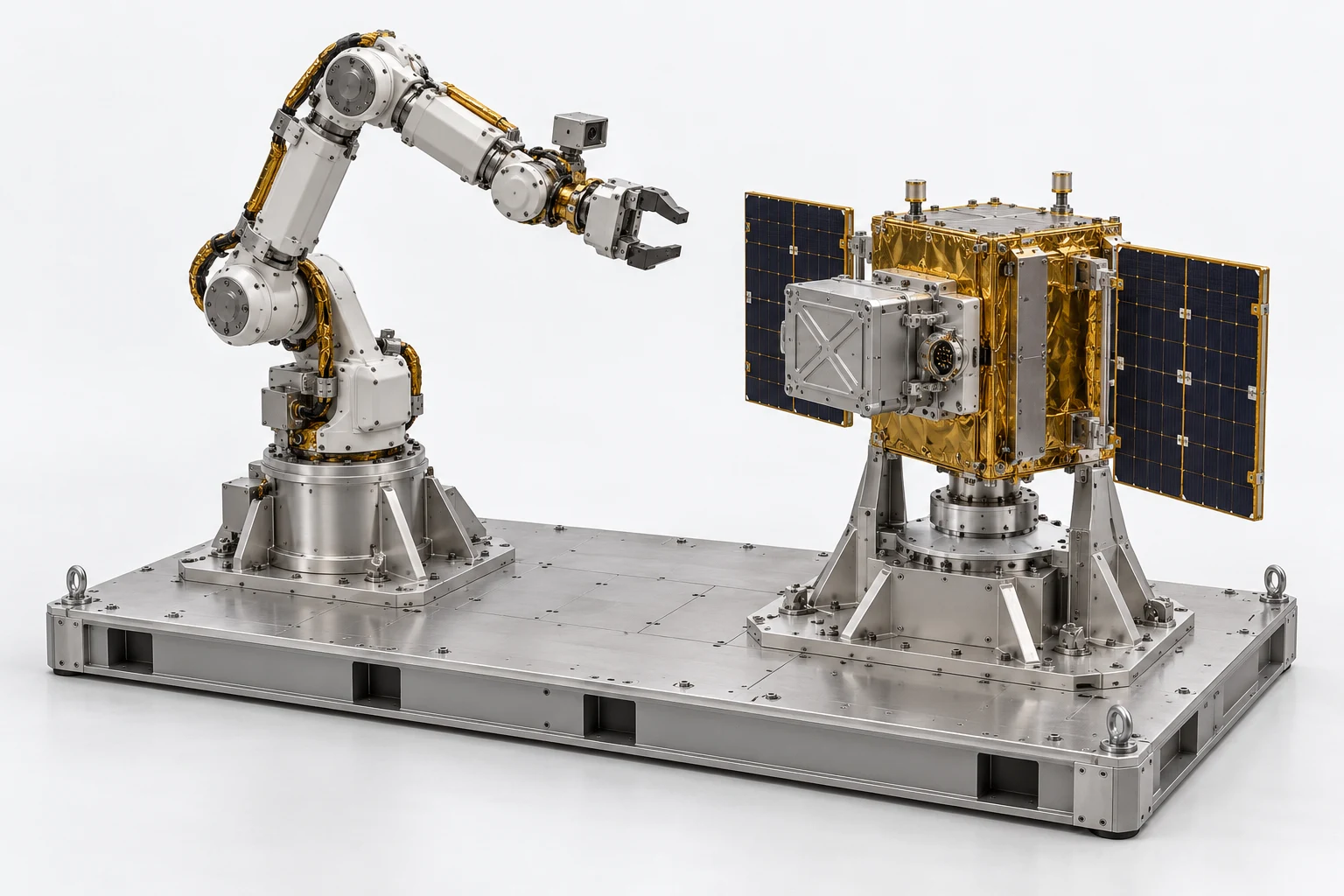Robot servicing workcell