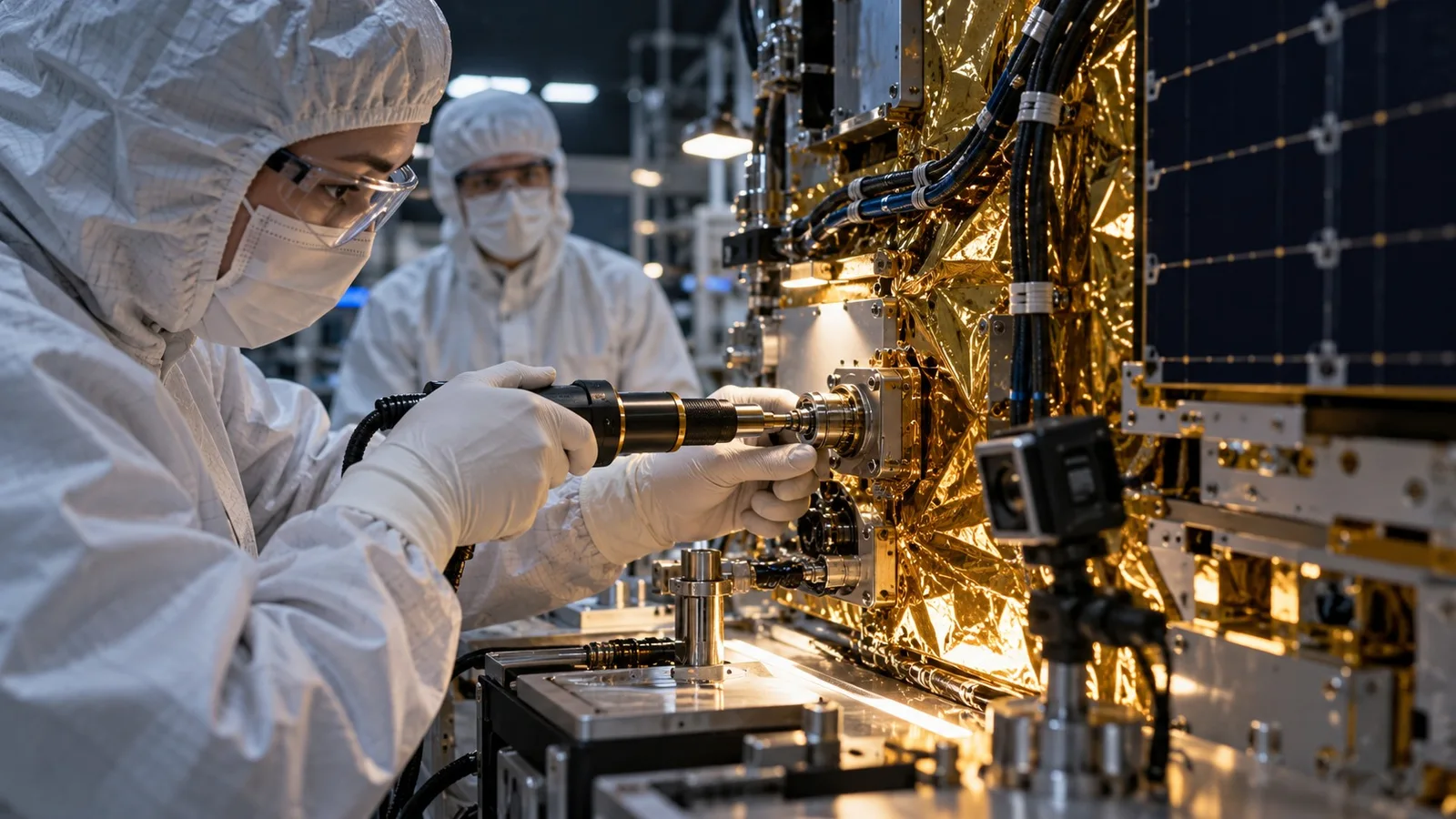 Satellite manufacturing & AIT — concept visualization