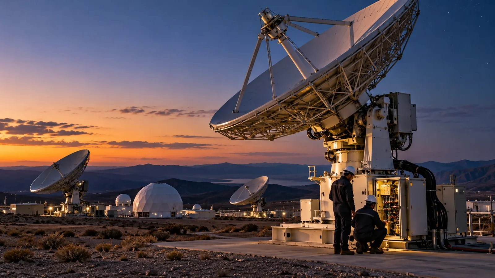 Satellite communications & ground systems — concept visualization